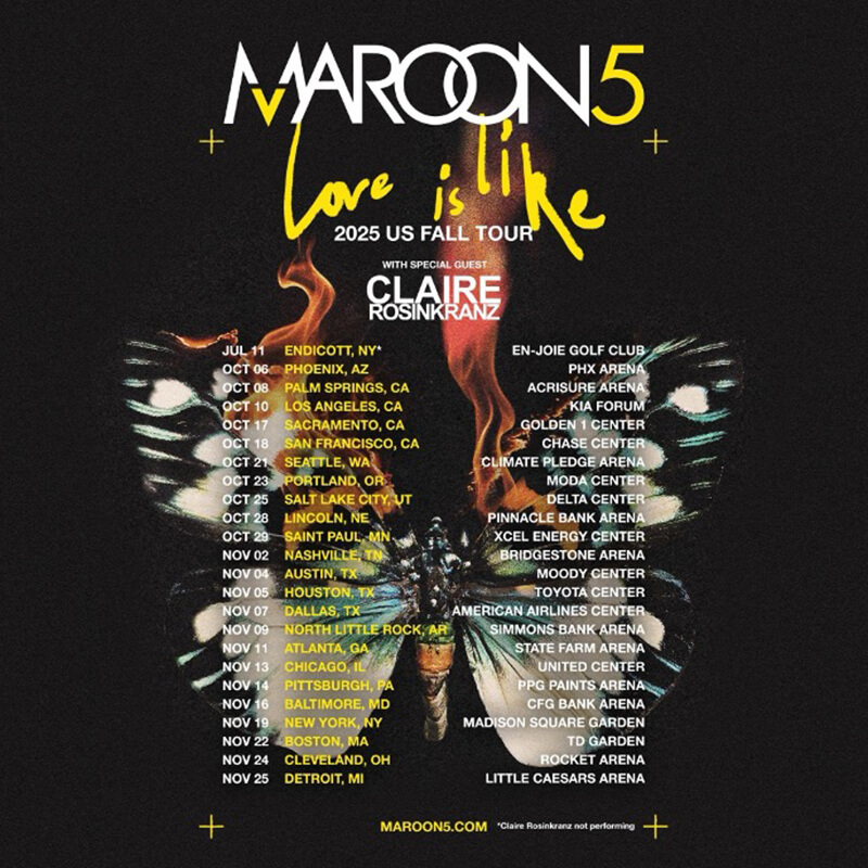 Maroon 5『Love Is Like』2025 US FALL TOUR