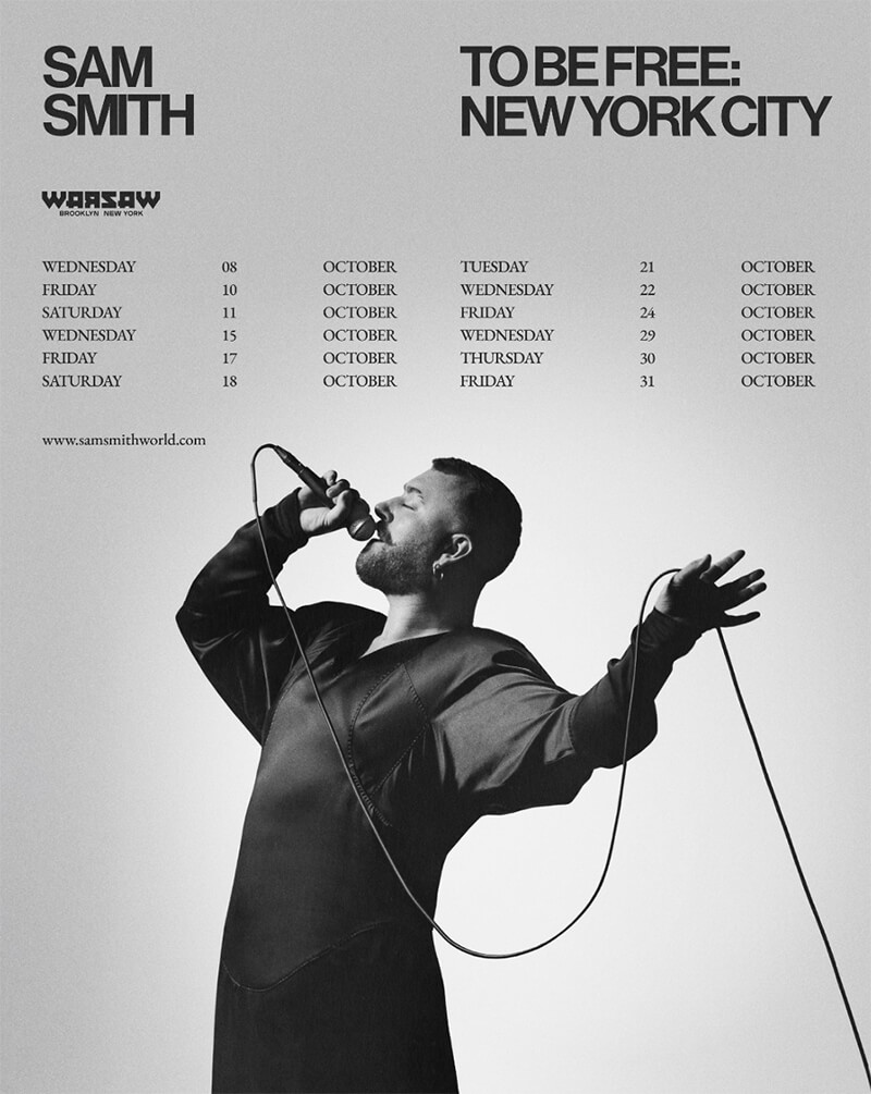 Sam Smith“To Be Free: New York City”2025 Warsaw Residency Dates