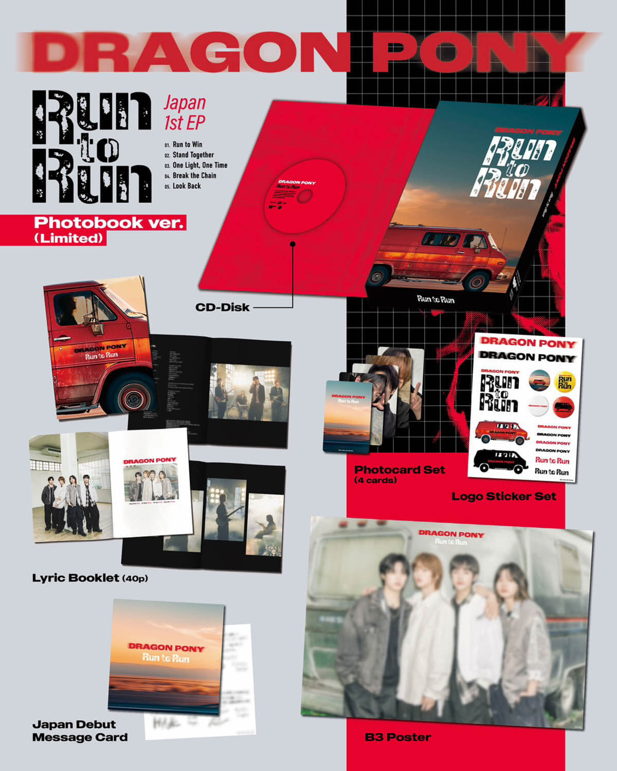 Dragon Pony Japan 1st EP『Run To Run』（初回限定盤 展開図）