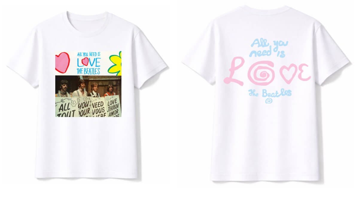 ザ・ビートルズ来日60周年記念ポップ・アップ・ストア販売 Tシャツ① シングル『愛こそはすべて』のジャケット写真をフィーチャー